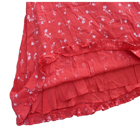 Harper Canyon Watermelon Red Floral Print Smocked Ruffled Straps Mini Dress Girl - Picture 6 of 11